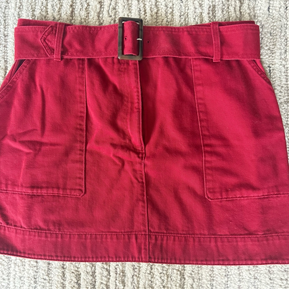 Banana Republic Red Belted Twill Utility Mini Skirt Women’s Size 18 w/Pockets